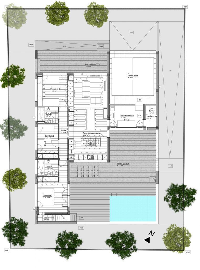 planta de distribución vivienda de diseño