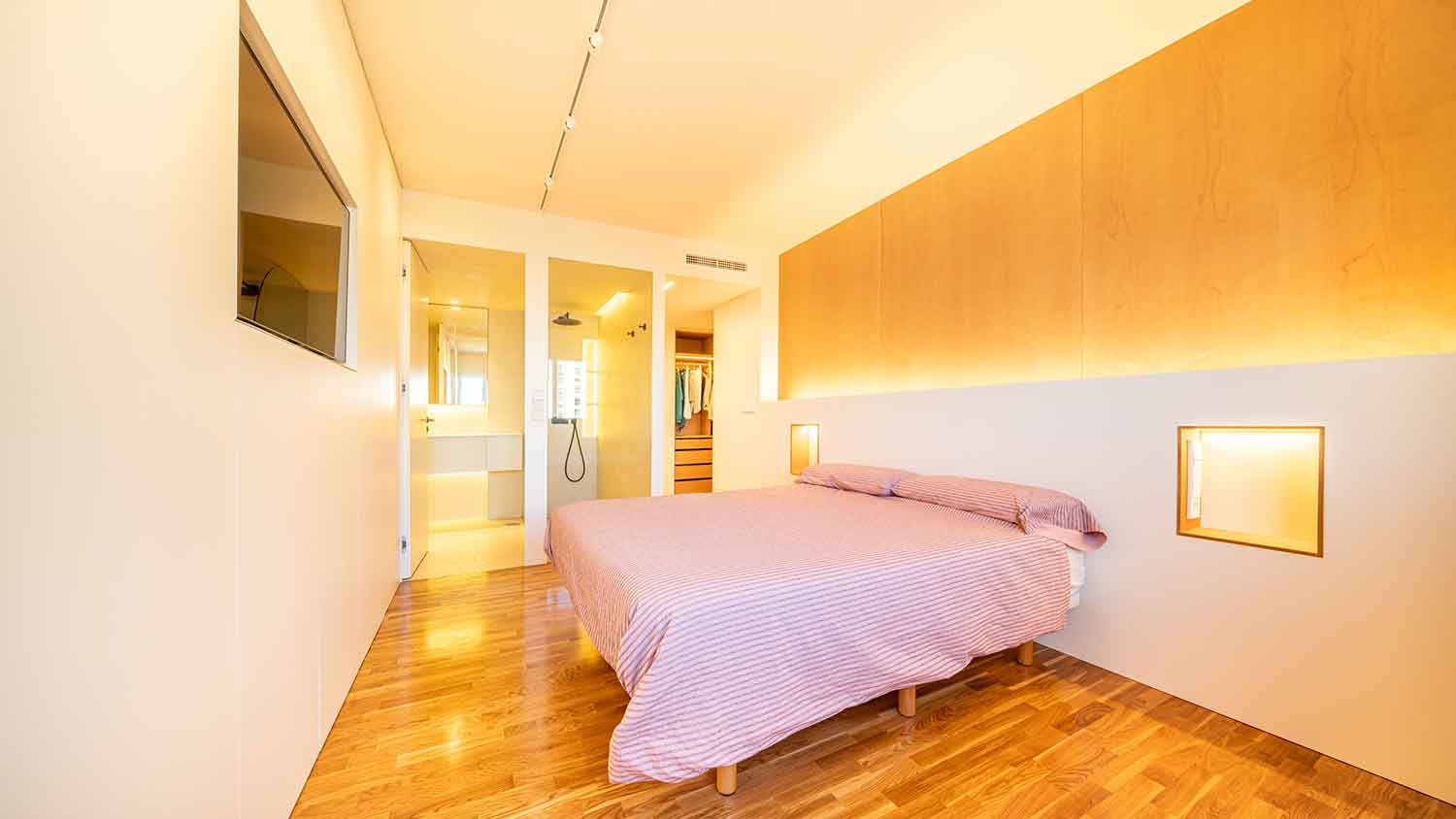 diseño biofílico en el dormitorio de la vivienda casa Kaizen
